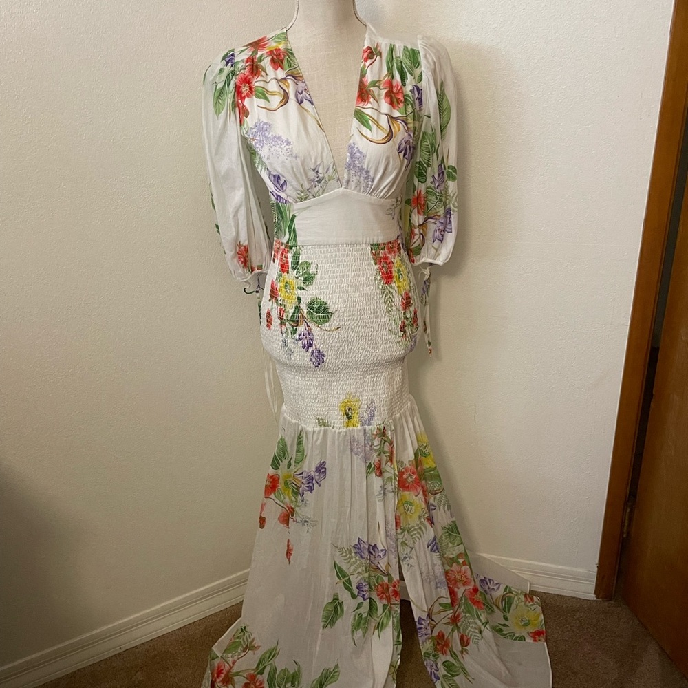 Amanda Uprichard White Floral Maxi Dress